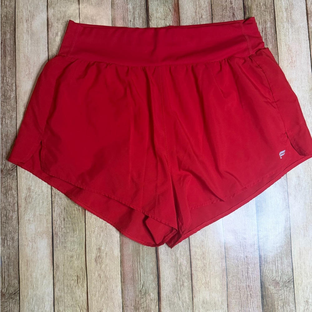 Fabletics Red Athletic High-Waist Split-Hem Shorts - image 1